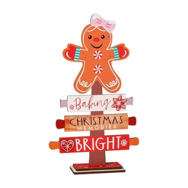 Imagem de Nishiyuenyi Árvore de Natal de Madeira, Pequena Árvore de Natal Colecionável para Centro de Mesa, Placa Decorativa de Natal para Mesa, Estilo C