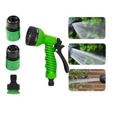 Imagem de Kit para Jardim com Esguicho 7 Jatos Engates Rápidos 1/2 Conector Torneira Adaptador 3/4 para 1/2 para Mangueira para Rega e Limpeza Jato Cheio Cone Centralizado Plano Direcionado Névoa Chuveiro