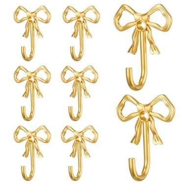 Imagem de Fiwochic 8 peças de ganchos de parede com laço de metal dourado, gancho de parafuso de nó retrô, antigo, decorativo para porta, toalha, casacos, chapéus, bolsas, gravata para casamento, banheiro, sala