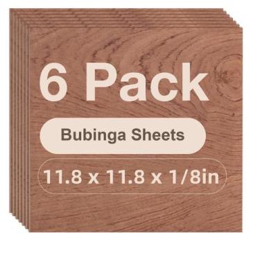 Imagem de Folhas de madeira compensada Rowood Bubinga 3mm 30x30cm, pacote com 6 