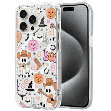 Imagem de Vulfwela Linda capa de telefone transparente de Halloween para iPhone 16 Pro Max de 6,9 polegadas, compatível com MagSafe, capa magnética com estampa de flor de fantasma de abóbora fina TPU à prova de