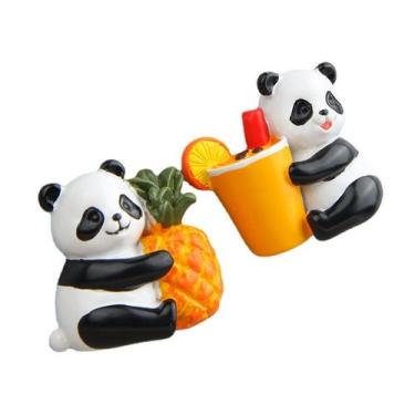 Imagem de Ímãs de geladeira, 2 peças de resina 3D da série Cute Panda Fruit - yi