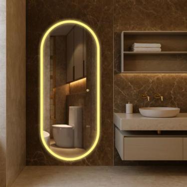 Imagem de Espelho Led Jateado Touch Bivolt Luxo Decoração Sala Cozinha Quarto Ba