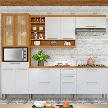 Imagem de Cozinha Modular 05 Peças Armário Geladeira Burguesa Premium em MDF Nes