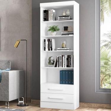 Imagem de Estante Multiuso para Livros 3420 2 Gavetas Branco Qmovi, Único, Branc