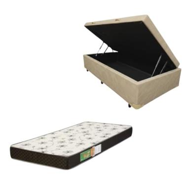 Imagem de Cama Box Baú Solteiro Blindada com Colchão Solteiro Espuma D20 12cm | Kit Completo com Cabeceira Botonê Opcional | Diversas Cores (2, CORINO BEGE, SEM CABECEIRA)