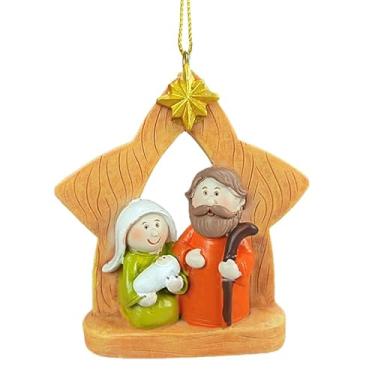 Imagem de Enfeites de Natal 2025, enfeite de estrela de resina, presentes cristãos, religiosos católicos, presépio, bebê Jesus, enfeites de árvore de Natal (estilo estrela)