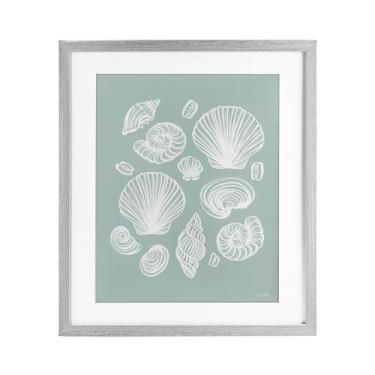 Imagem de Stupell Industries Impressão emoldurada cinza de espuma do mar conchas do mar jogadas sob vidro, design por House Fenway, 40 x 33