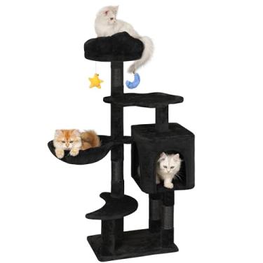 Imagem de Meecal Árvore gótica preta para gatinhos internos e pequenos com menos de 6 meses, 4 kg, torre de gato fofa de 109 cm com poste para arranhar, condomínios para gatos, rede aconchegante, poleiro