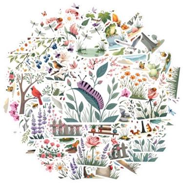 Imagem de 70 peças animais natureza, flores, estações, pássaros, adesivos de flores sazonais para mala, geladeira, telefone, bagagem, laptop, guitarra, carro, adesivo, brinquedos, faça você mesmo, telefone