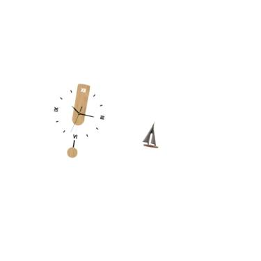 Imagem de Fenteer Relógio de Parede em Acrílico com Numerais Romanos E Estátua de Barco à Vela para Decoração de Sala de Estar, Banheiro, Hotel E Mesa.
