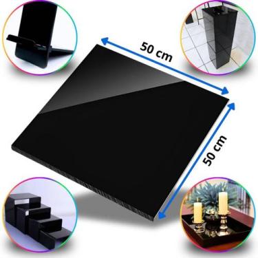 Imagem de Chapa de Acrílico Preto Opaco Esp. 12mm  50x50cm  500x500mm  Placa Lei