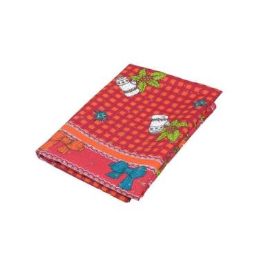 Imagem de Toalha De Mesa Estampada Brilhare 1 Peça 1,45m X 1,45m 4 Lugares 100% Poliéster Tecido Oxford Natal - Estampa 3 Vermelho