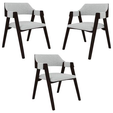 Imagem de Kit 3 Cadeiras Sala De Jantar E Jogos Carteados Madeira Maciça Poker Linho Cinza-tabaco G42 - Gran Belo