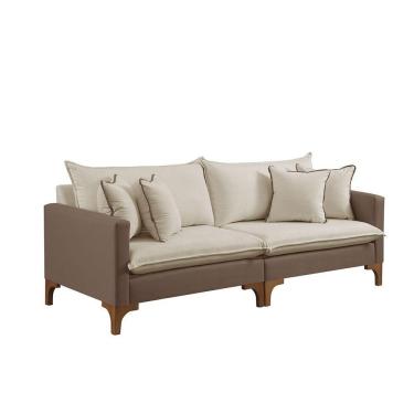 Imagem de Sofá Fixo 4 Lugares M-195 2,40m – Estofados Martins Linho Creme