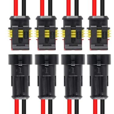 Imagem de Pacote com 4 conectores de fio de 2 pinos 16 AWG Conectores elétricos automotivos à prova d'água Deutsch Conectores de fio macho e fêmea para carro, caminhão, barco