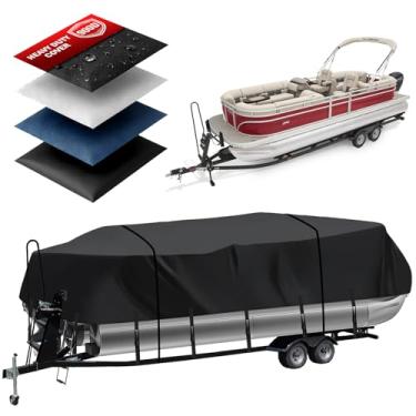 Imagem de Capa para barco pontão resistente 900D, capa impermeável de grau marítimo de 24'3''-26'2'' com alça de aperto ajustável à prova de vento e anti-UV para barcaça de festa SunTracker/SPORTFISH/Fishin