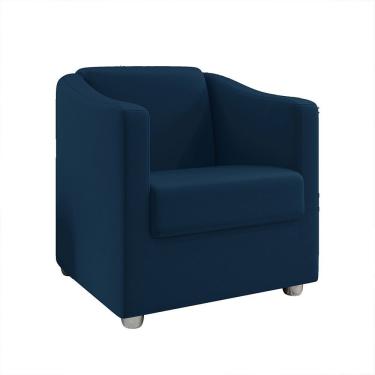 Imagem de Poltrona Decorativa Tilla Suede Pés Cromado Azul Marinho