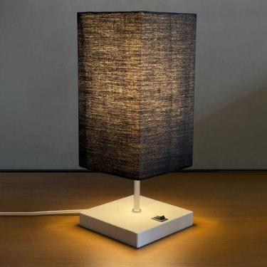 Imagem de Abajur luminária de Mesa Clássico Quadrado aluminio Com Interruptor e 