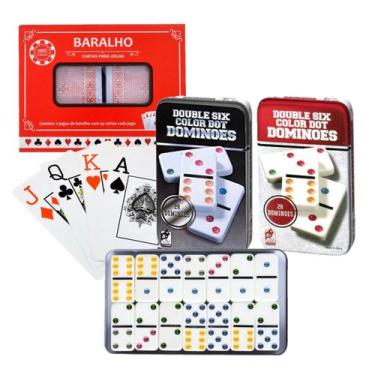 Imagem de Dominó 28 Peças Osso Estojo 2 Jogos Baralhos Profissional - Imporiente