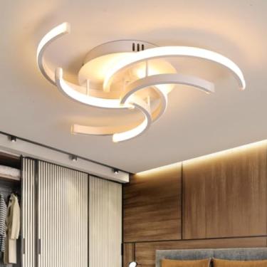 Imagem de Luz De Teto Criativa Em Formato Especial Led Lustre Branco Lâmpada Pendente De Estilo Simples Lâmpada De Teto Luminária De Teto Para Sala De Estar Do Quarto, Stepless Dimming, 50CM/19.8"