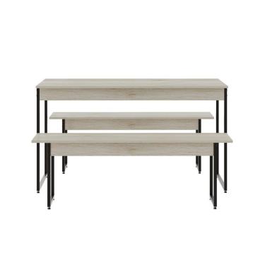Imagem de Mesa De Jantar Com 2 Bancos Estilo Industrial Tub  Snow / Est.preta