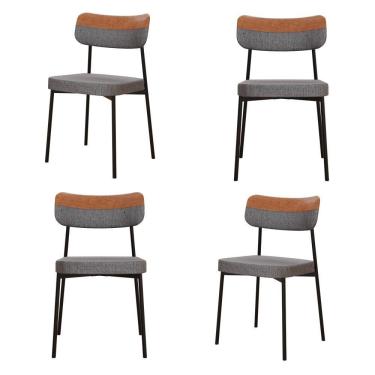 Imagem de Cadeira Mynna Fixa C/4 Pes 525 X 470 X 790 Mm C/4 Un. Crt.cinza/courino Caramelo Crt.cinza/courino Caramelo