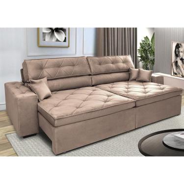 Imagem de Sofá Retrátil E Reclinável 2,52m Com Molas Cama Inbox Estilo Suede Velusoft Castor
