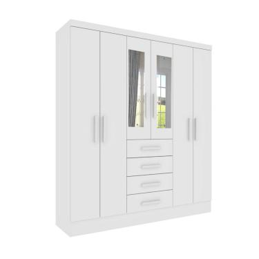 Imagem de Roupeiro Arizona Com Espelho 6 Portas Tcil neve