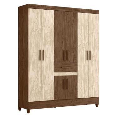 Imagem de Guarda Roupa Casal 6 Portas 165 Cm Portugal Moval Castanho Wood Avela Wood