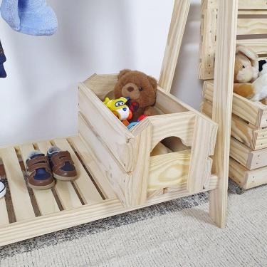 Imagem de Caixote De Feira Pequeno 22x25x43 Em Madeira De Pinus Natural