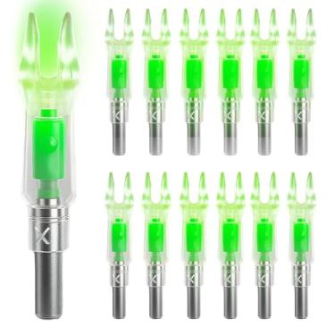 Imagem de Gweichunon Nocks iluminados para flechas, flechas iluminadas com Id .204/.233/.244/.246 Nock, Nock de flecha LED de alta visibilidade para caça ao arco e flecha, interruptor liga/desliga incluído