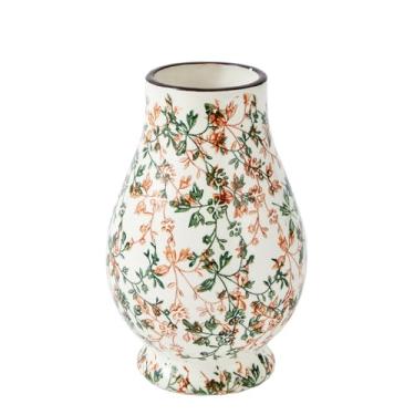 Imagem de Ottalent Vaso de flores de cerâmica verde e vermelho, vaso decorativo floral, vaso pequeno para decoração de casa, quarto, escritório, sala de estar, banheiro, decoração de mesa (verde e vermelho - 13