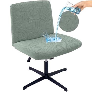 Imagem de VZLQZJMKY Capa para cadeira cruzada, capa de cadeira 100% à prova d'água, capa de cadeira de mesa de escritório, capa elástica para cadeira de assento largo no meio das costas (verde, apenas a capa