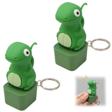 Imagem de JFBNXB Chaveiro com som de lagarto, brinquedo de botão de lagarto com efeitos sonoros, alívio de estresse portátil para adultos e adolescentes acima de 14 anos, chaveiro de presente divertido com