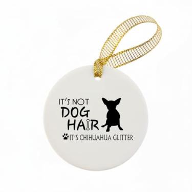 Imagem de Mancheng-zi Enfeite de Natal Chihuahua, enfeite de chihuahua para decoração de árvore de Natal, presentes decorativos de cerâmica para pendurar para amantes de mães de cachorro