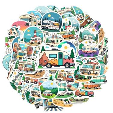 Imagem de 35 peças Van Life Travel Adventure Nature Exploration Road Trip Scenic Journey Travel Van Adesivos de papelaria Scenic for Laptop Luggage Scrapbook Diary Sticker Notebook Bagagem Copo de celular