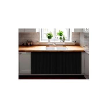 Imagem de Cortina de Pia Verde, Poliéster, 138x80cm, para Organização e Decoração da Cozinha