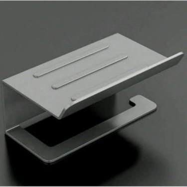 Imagem de Suporte Premium para Toalhas de Banheiro em Aço Inox, Preto/Cinza, 16.5 x 6 cm, Instalação com Cola ou Parafusos, Design Moderno, Resistente