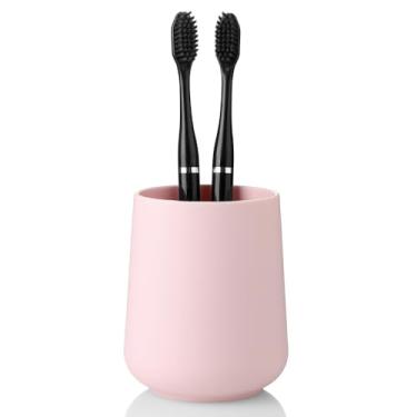 Imagem de YAUKPH Suporte de escova de dentes rosa fosco para escovas de dentes elétricas organizador de banheiro para pasta de dente crianças e adultos