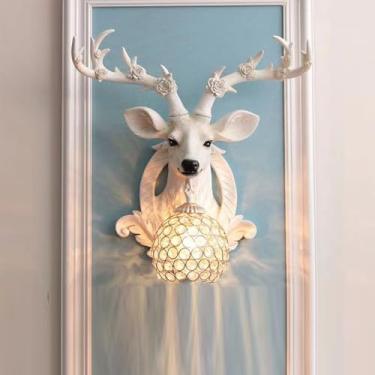 Imagem de Luminária de parede contemporânea em formato de veado, ideal para sala de estar, quarto, escritório, casa de campo, hotel, quarto infantil e corredor, com LED (Estilo S)
