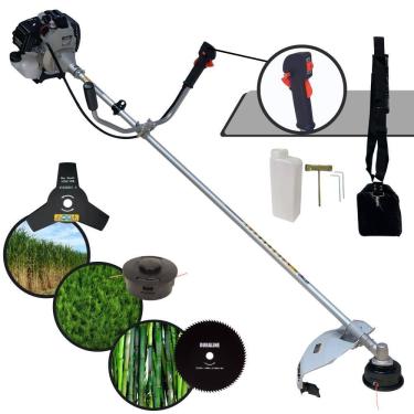 Imagem de Roçadeira Multifuncional Toyama TBC43H À Gasolina 43cc 12.000rpm 1,7HP de Potência Completo Com Lâmina 3 Pontas + Lâmina 80 Dentes + Carretel de Nylon