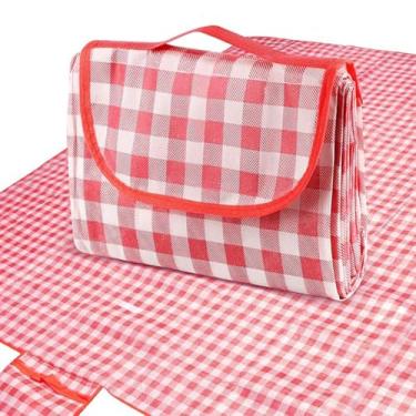 Imagem de Cobertor de piquenique não tecido de 100 x 150 cm - xadrez vermelho, tapete portátil para acampamento ao ar livre