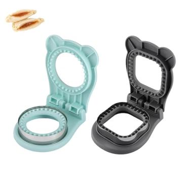 Imagem de Conjunto de cortador de sanduíche e selador, 2 unidades de sanduicheira sem crosta para almoço infantil, cortador de sanduíche PB&J para lancheiras, fácil de usar e lavável na lava-louças, azul