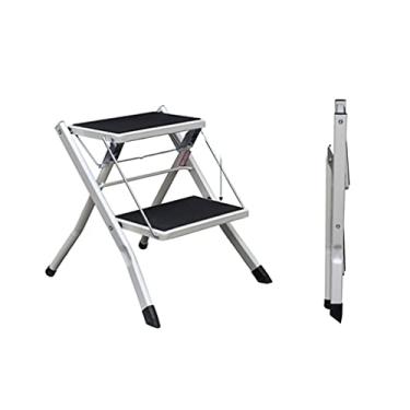 Imagem de Escadas dobráveis com 2 degraus escadas escada dobrável leve com pedal largo não escorregadio, mini escadas de metal resistente para casa escada resistente (cor: 2 peças A) (2 peças B)
