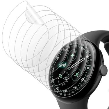 Imagem de Tiorecime Pacote com 8 protetores de tela para Google Pixel Watch 2/1 de 41 mm, TPU macio, autorreparável, sem bolhas, anti-arranhões, HD, transparente, sensível ao toque, película protetora