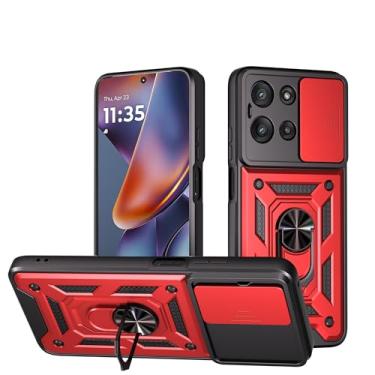 Imagem de WVOZWWO Capa para Xiaomi redmi Note 13 4G com protetor de tela, capa protetora com suporte, capa de telefone militar para Xiaomi Redmi Note 13 4G (vermelho, 15C 4G)