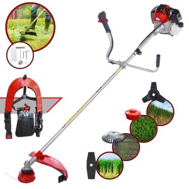 Imagem de Roçadeira Profissional Toyama RT52L Motor 2 Tempos 52cc 10.000rpm 2HP de Potência Com Carretel Nylon e Faca 3 Pontas + Faca 2 Pontas + Escova de Aço