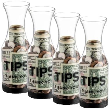 Imagem de Pote de ponta para bartenders e restaurantes | Garrafa/frascos de plástico transparente SAN para dinheiro | Recipiente grande de 25 cm para restaurantes, bares, cafés e pizzarias. GEEX DEPOT (4)