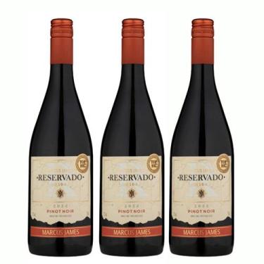 Imagem de Kit 3 Vinho Tinto Pinot Noir Marcus James 750ml Vinicula Aurora
